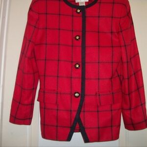 🦄Red Plaid Bottom Up Jacket